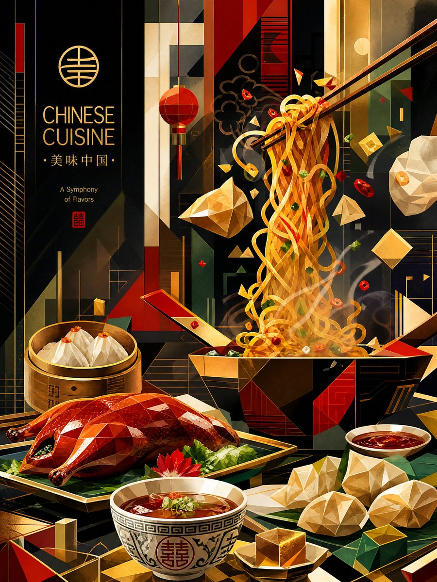 Geometric Cubist Algerian Food Poster in Vector — AI result, variation 3 of 3