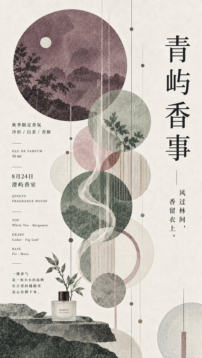 Geometric Editorial Poster With Circles and Ivory Paper — AI result, variation 2 of 4
