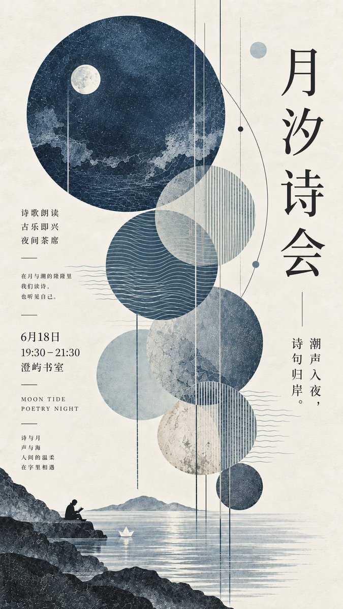 Geometric Editorial Poster With Circles and Ivory Paper — AI result, variation 3 of 4