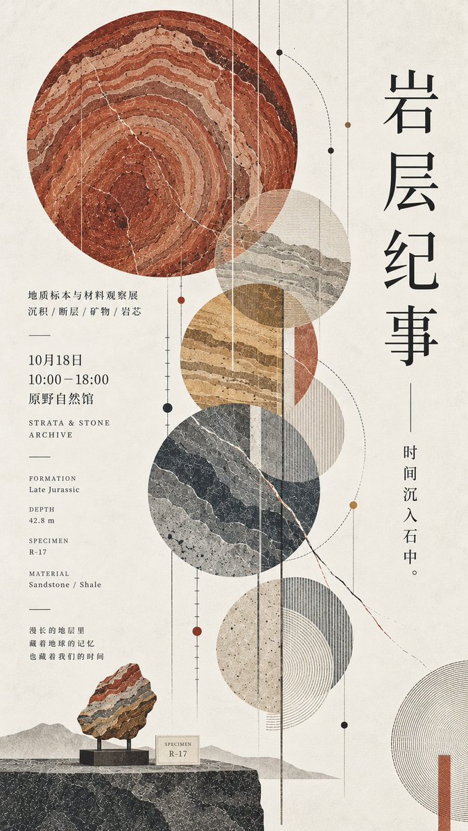Geometric Editorial Poster With Circles and Ivory Paper — AI result, variation 4 of 4