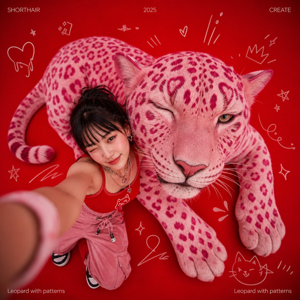 Giant Pink Patterned Leopard Fish-Eye Photo — AI result, variation 2 of 2