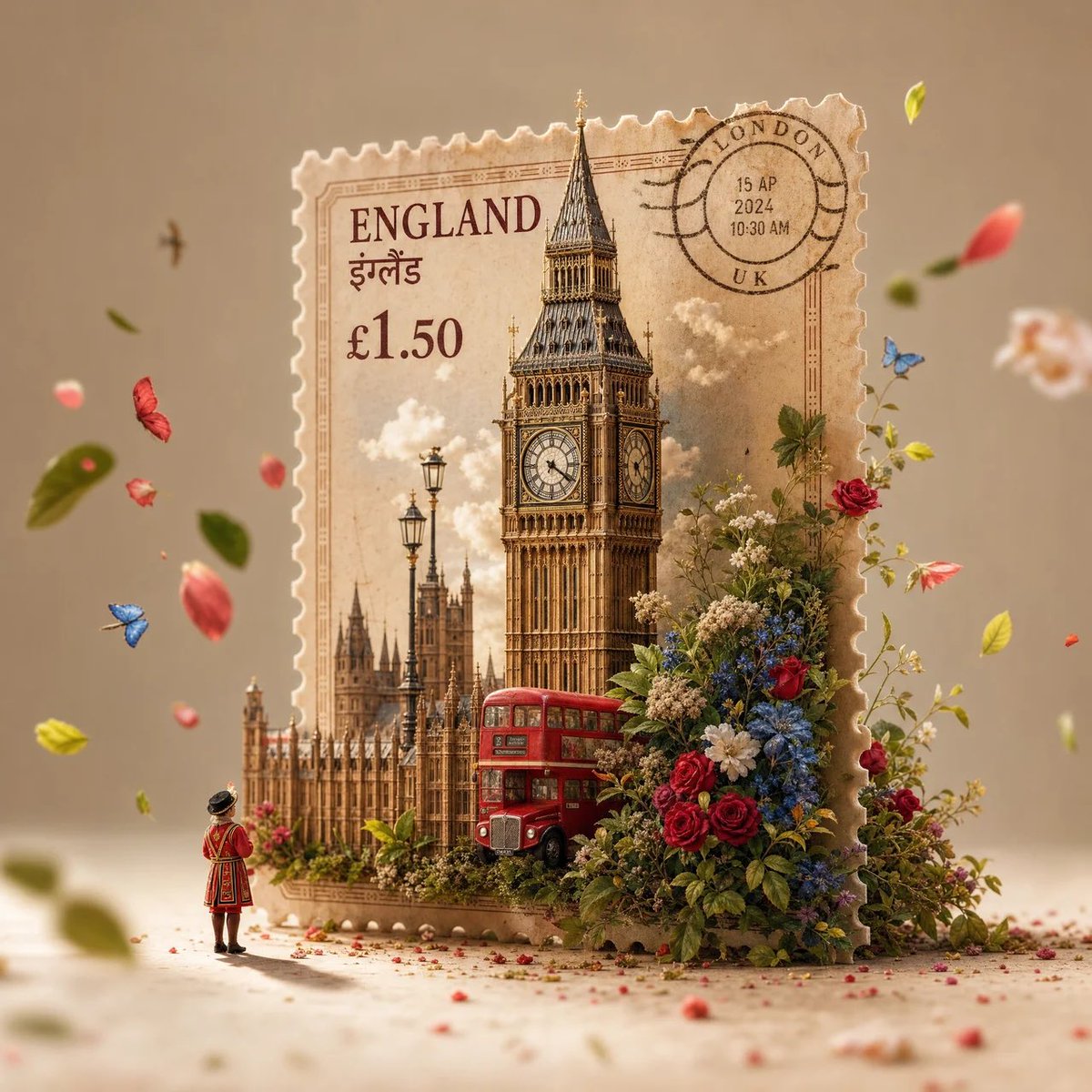 Giant Postage Stamp Diorama Landmark Scene — AI result, variation 2 of 4