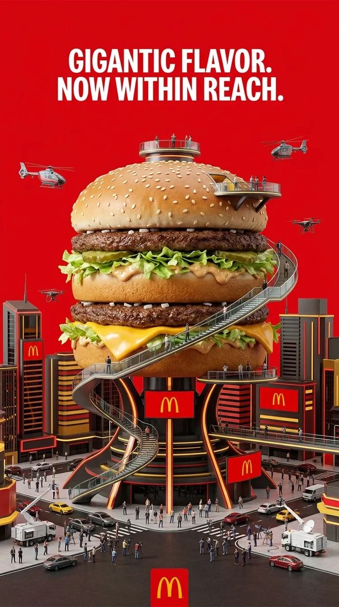 Gigantic Product Skyscraper Ad Poster in 3D — AI result, variation 2 of 4