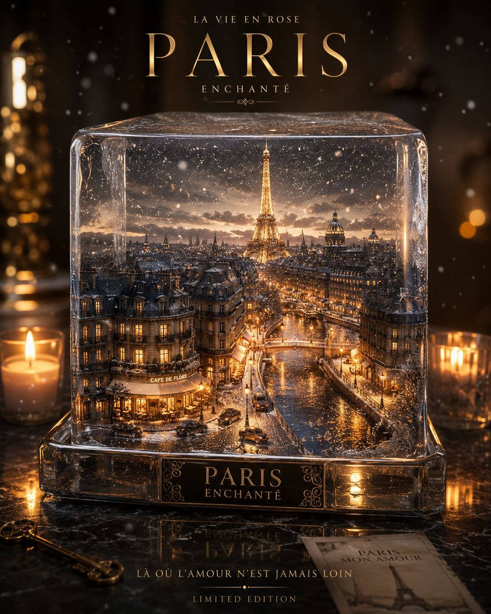 Glowing Miniature City in a Crystal Cube Poster — AI result, variation 2 of 4