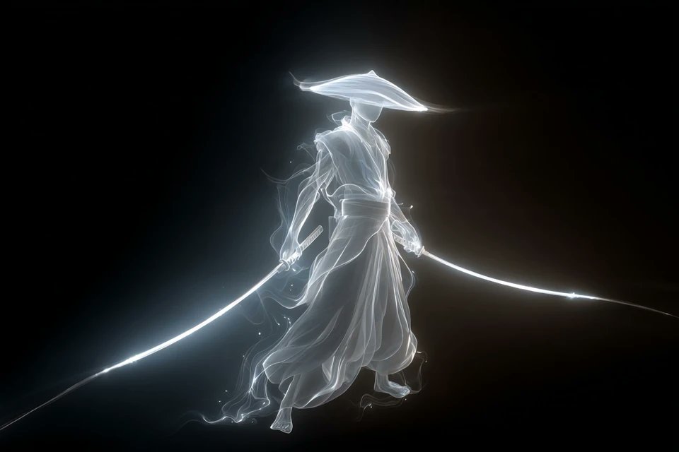 Glowing White Light Spirit Figure Portrait — AI result, variation 2 of 4