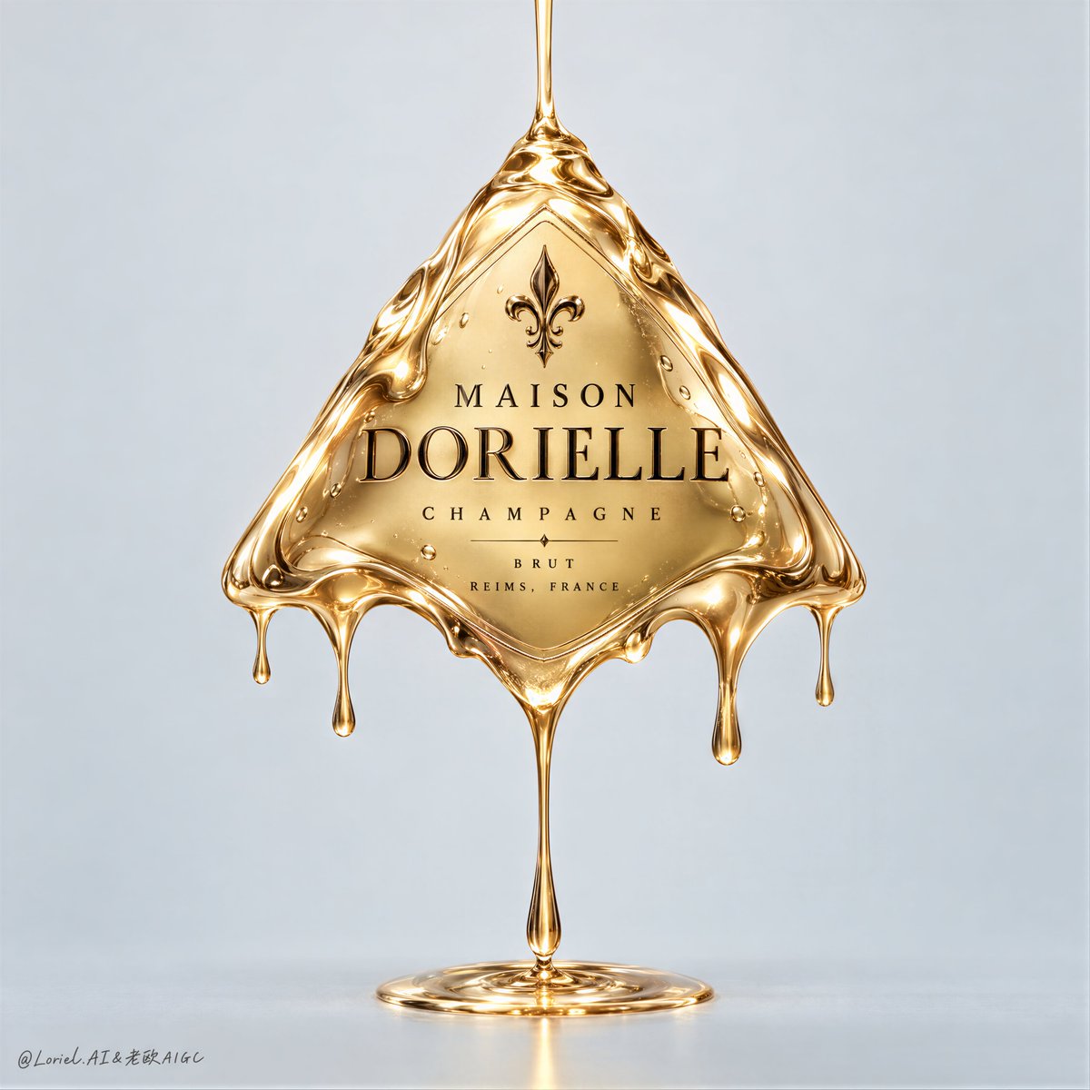 Golden Lacquer Champagne Bottle Poster — AI result, variation 2 of 2
