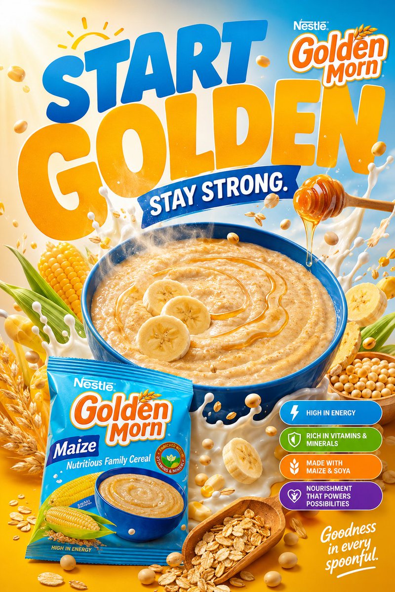 Golden Morn Cereal Breakfast Poster Campaign — AI result, variation 2 of 4