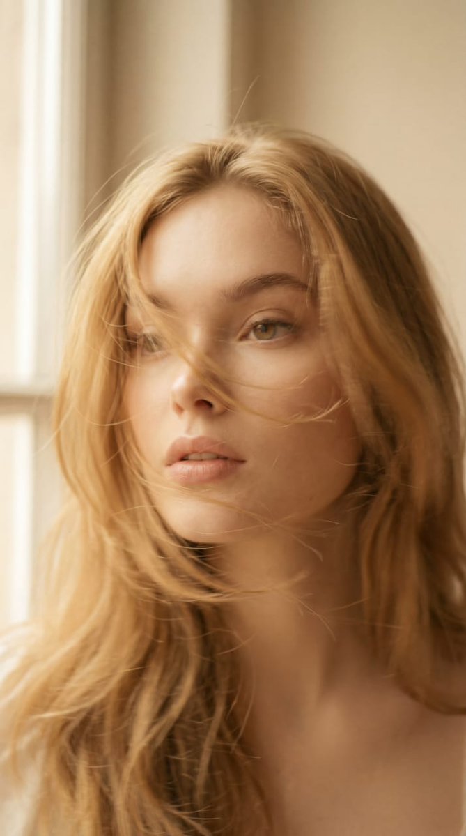 Golden Motion Blur Portrait of a Young Woman — AI result, variation 2 of 2