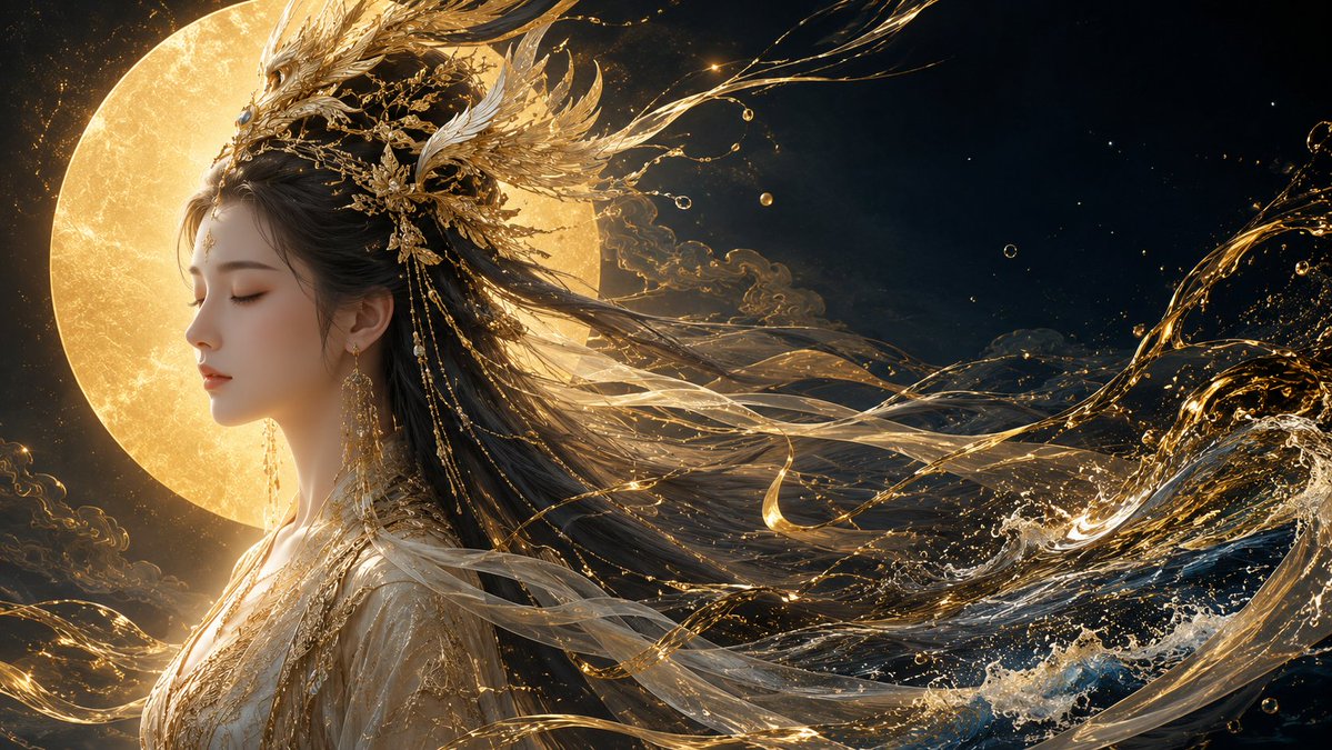 Golden Phoenix Crown Goddess Poster Art — AI result, variation 2 of 3