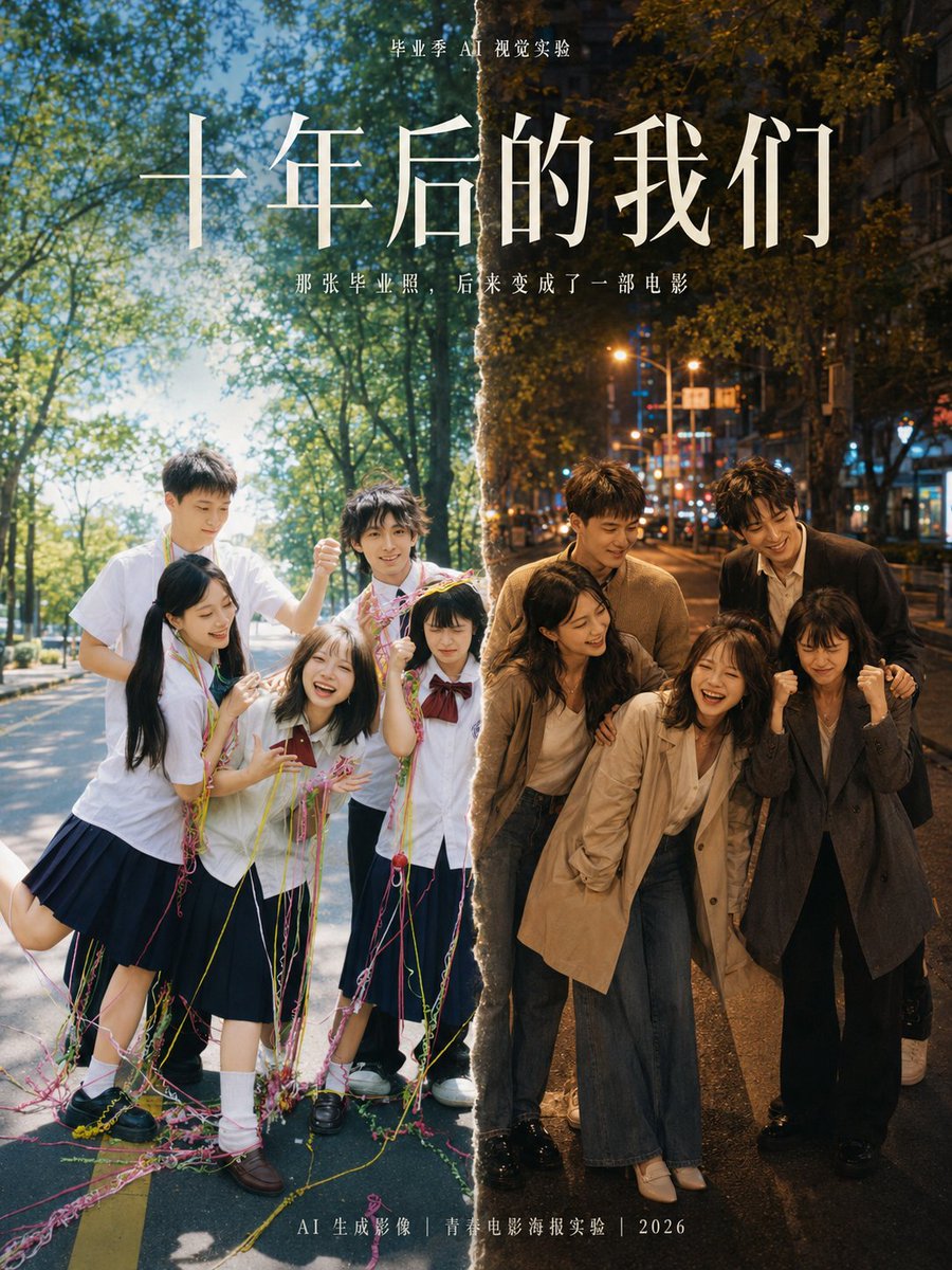 Graduation Photo Turned Into Ten Years Later Movie Poster — AI result, variation 2 of 3