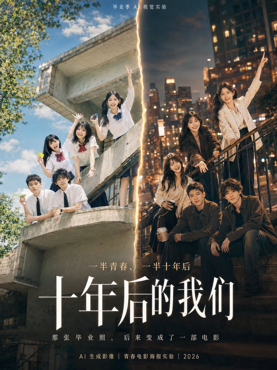 Graduation Photo Turned Into Ten Years Later Movie Poster — AI result, variation 3 of 3