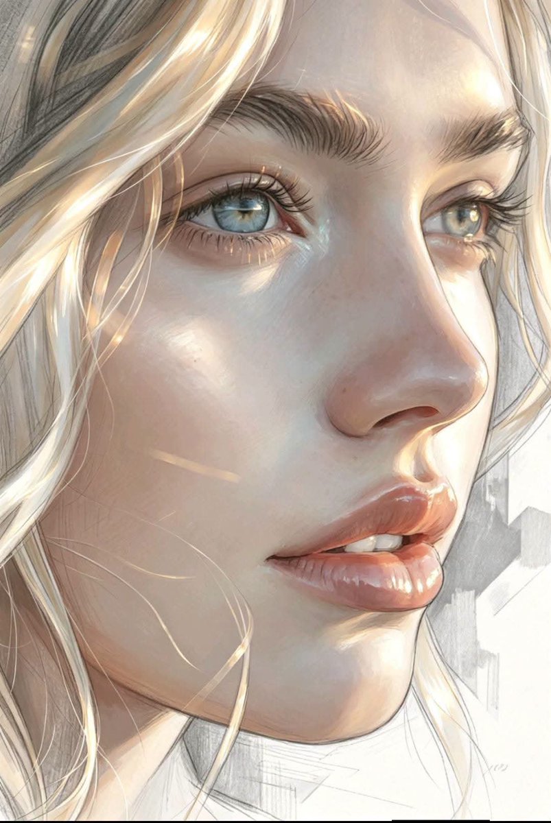 Graphite Sketch Portrait With Digital Painting — AI result, variation 4 of 4