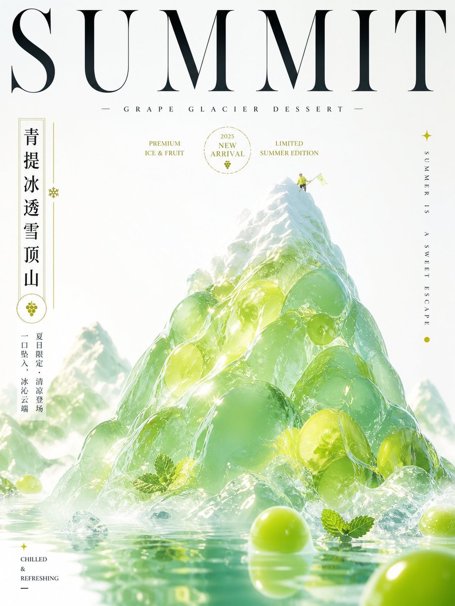 Green Grape Jelly Mountain Product Launch Poster — AI result, variation 3 of 4