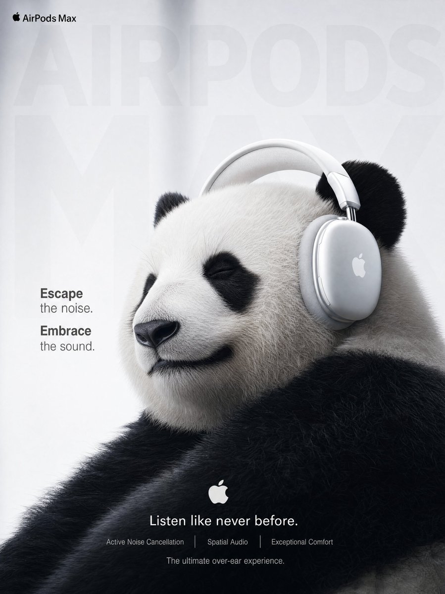 Grizzly Bear in Matte Black Headphones Ad Poster — AI result, variation 3 of 4