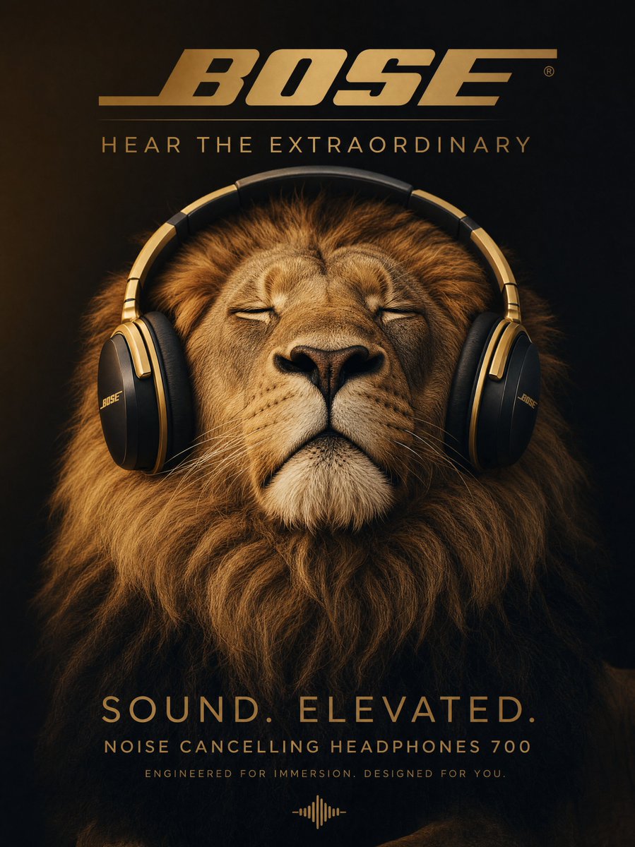Grizzly Bear in Matte Black Headphones Ad Poster — AI result, variation 4 of 4