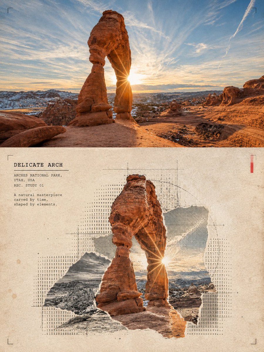 Halftone Architecture Poster with ASCII Collage — AI result, variation 2 of 3
