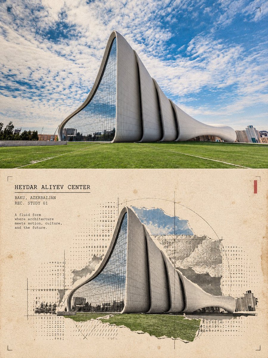 Halftone Architecture Poster with ASCII Collage — AI result, variation 3 of 3