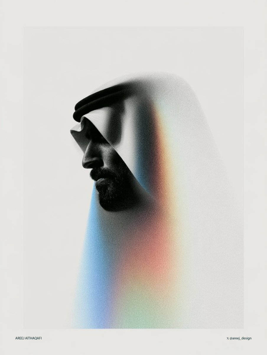 Halftone Black and White Saudi Man Portrait — AI result, variation 2 of 4