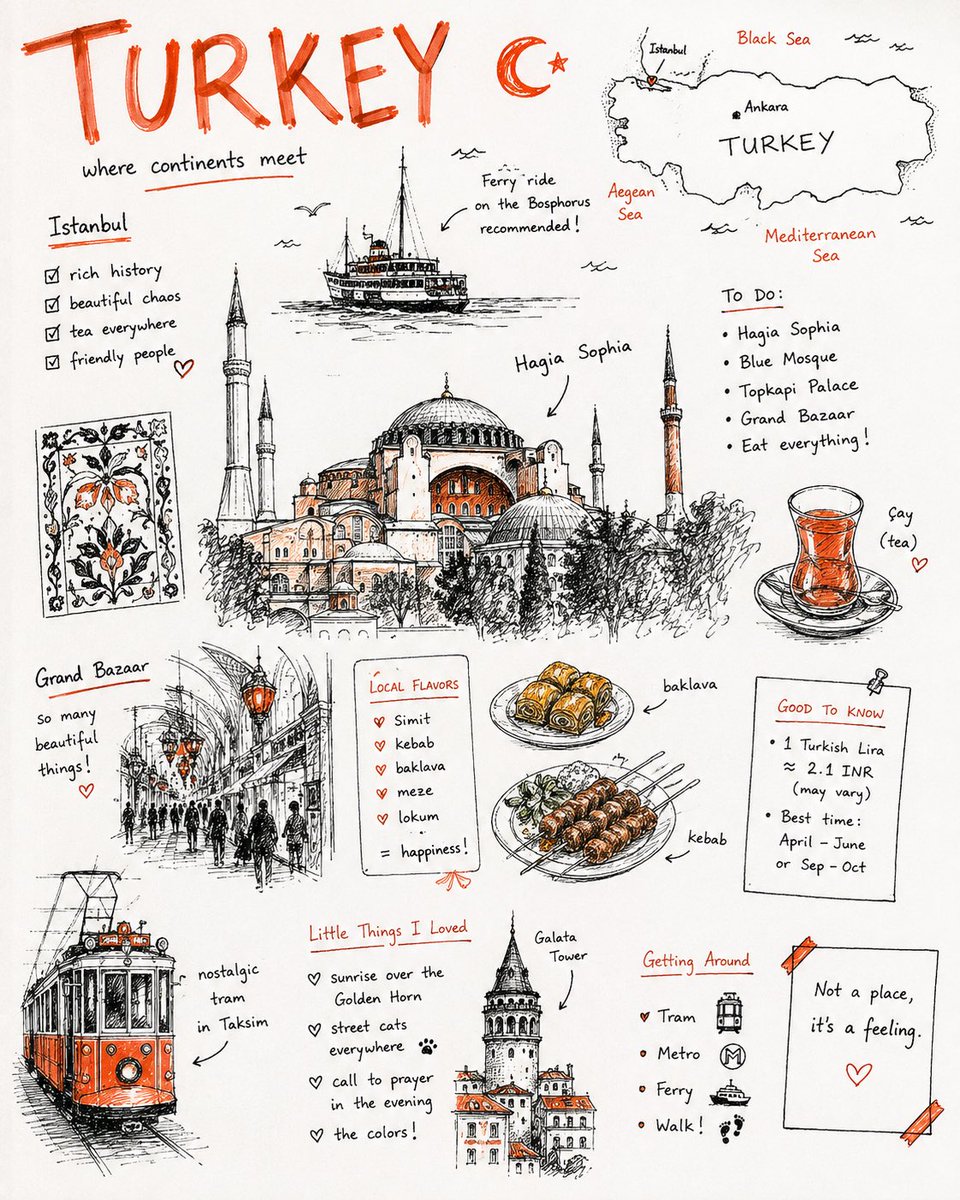 Hand-Drawn City Travel Journal Page in Ink — AI result, variation 3 of 3