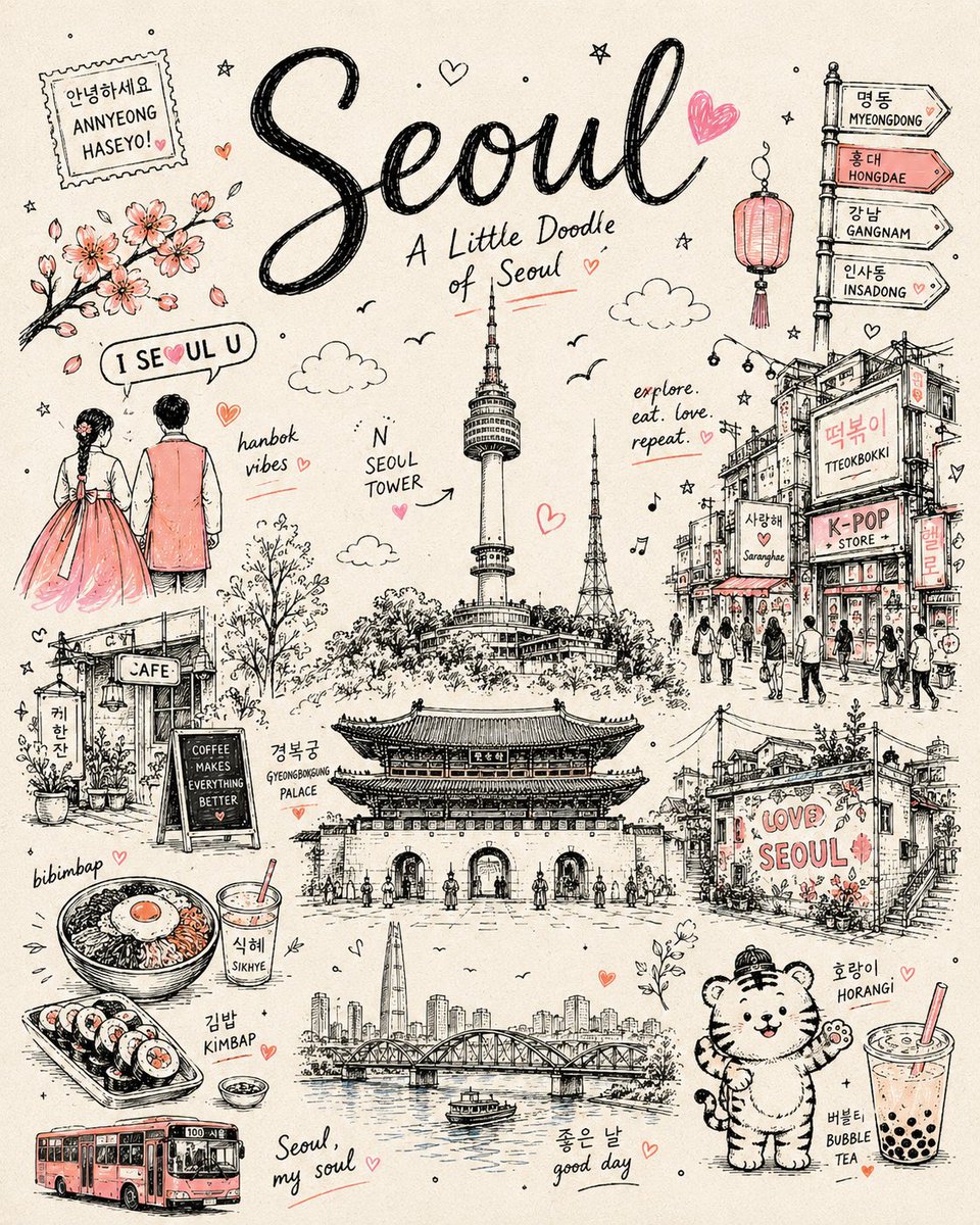 Hand-Drawn Doodle City Travel Poster — AI result, variation 4 of 4