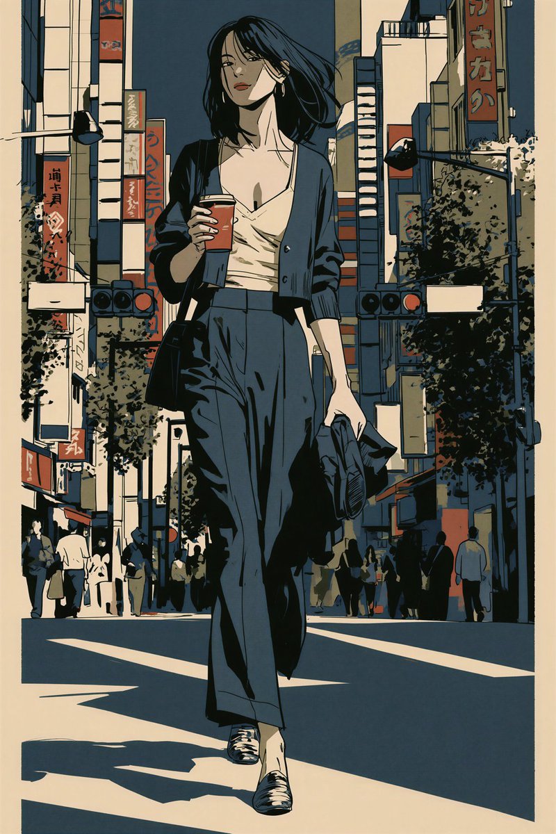 Hand-Inked Fashion Narrative Anime Illustration — AI result, variation 3 of 4