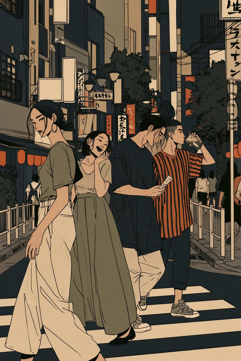 Hand-Inked Fashion Narrative Anime Illustration — AI result, variation 4 of 4
