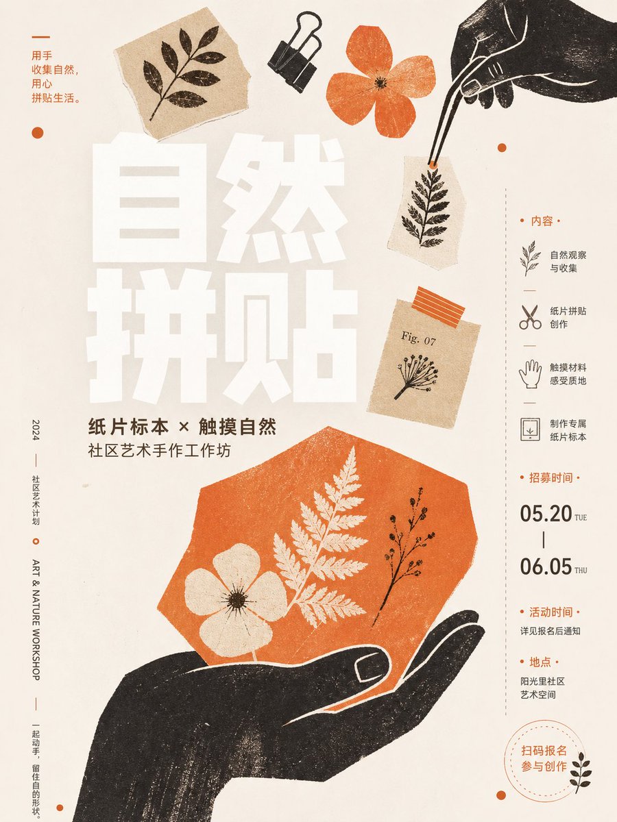 Handmade Collage Poster With Rock Silhouettes and Hands — AI result, variation 2 of 2