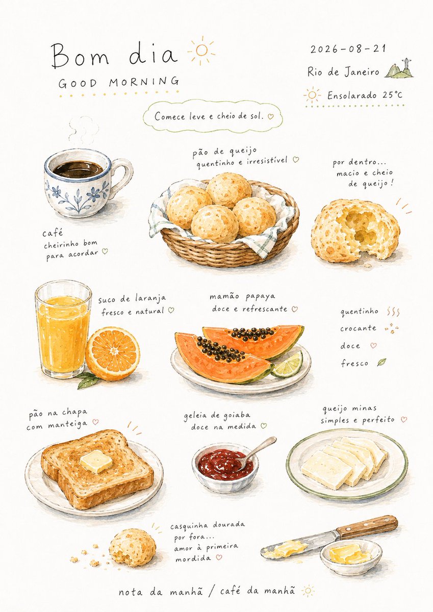 Handwritten Breakfast Diary Page in Picture-Book Style — AI result, variation 2 of 4