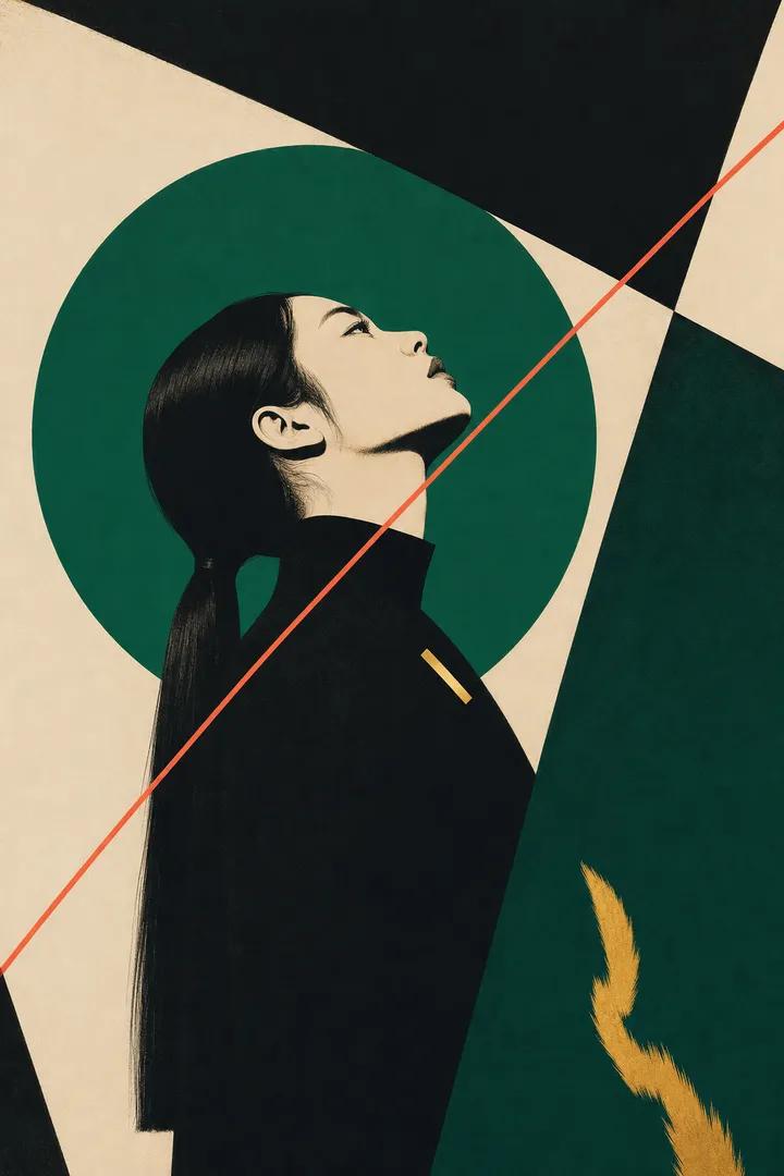 Hard-Edge Portrait With Geometric Light in Screen Print — AI result, variation 4 of 4