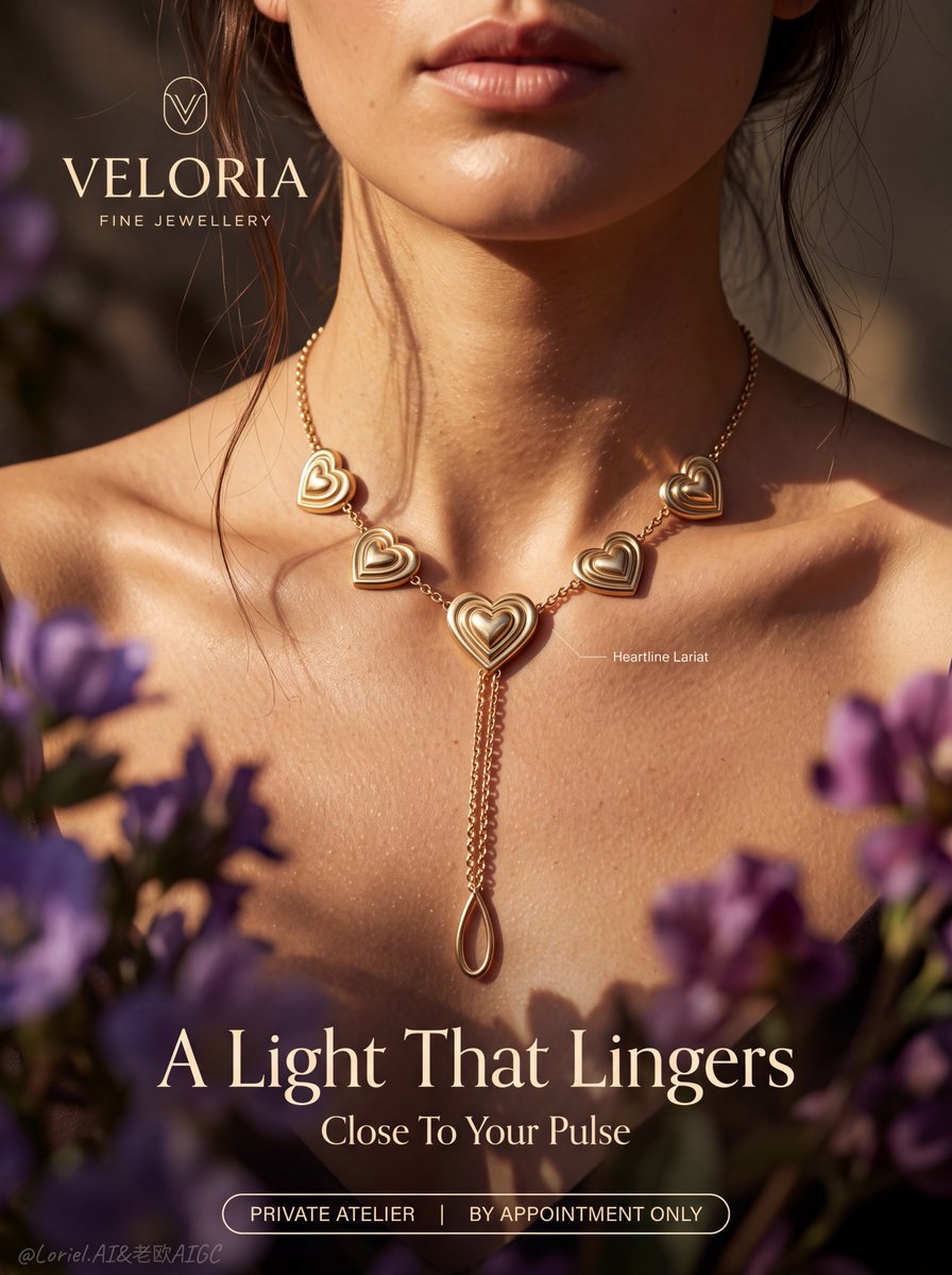Heart Lariat Necklace Luxury Jewelry Poster — AI result, variation 2 of 2