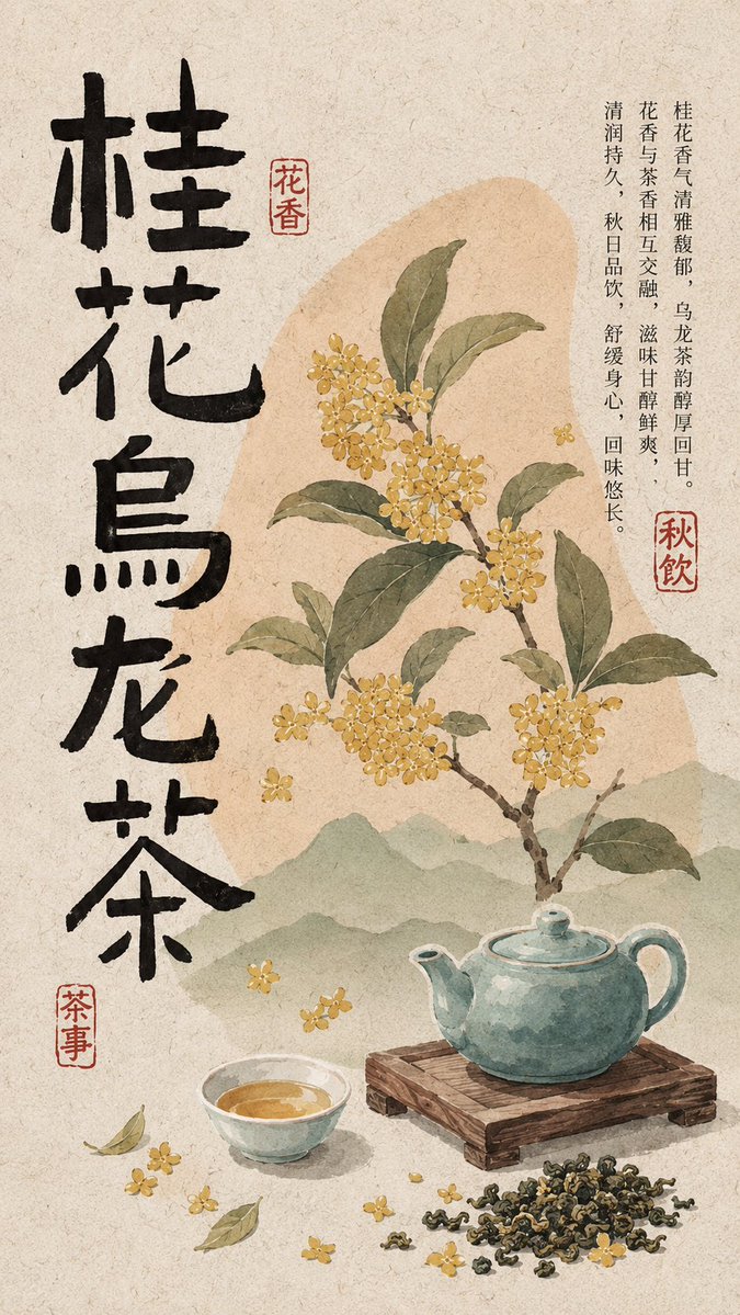 Herbal Tea Culture Poster With Botanical Ink Lettering — AI result, variation 2 of 4
