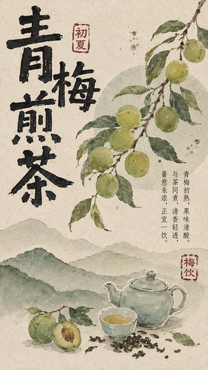 Herbal Tea Culture Poster With Botanical Ink Lettering — AI result, variation 3 of 4