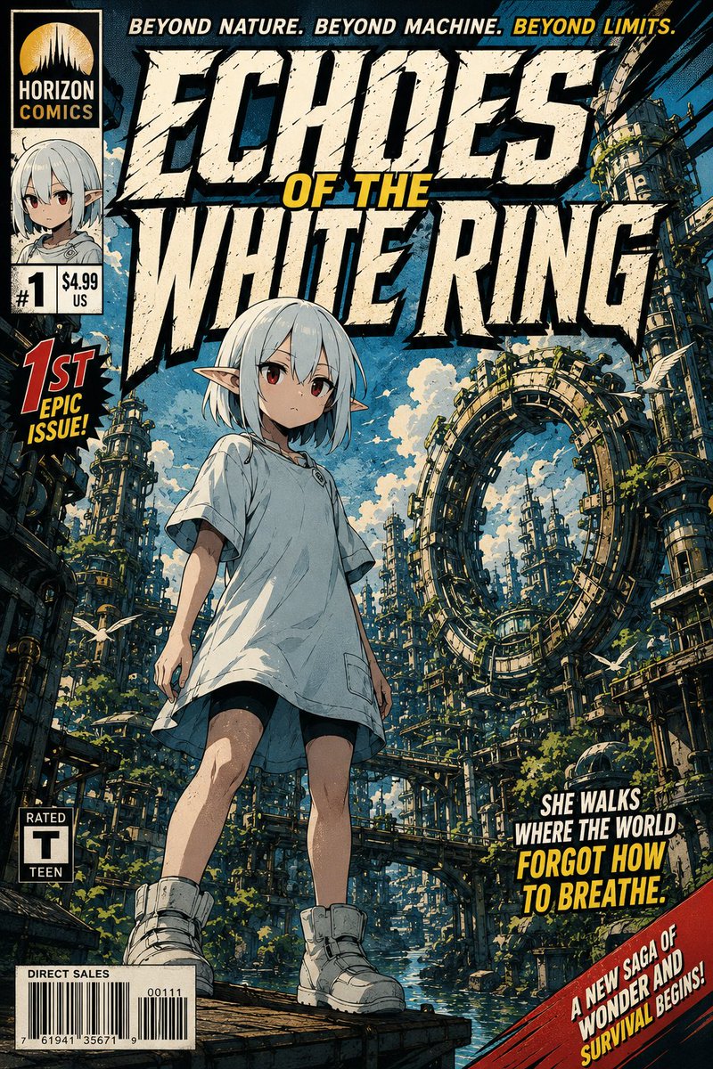 A reference character is placed on a bold, high-contrast cover that reads like a real issue from a long-running North American comic series. Inked outlines…
