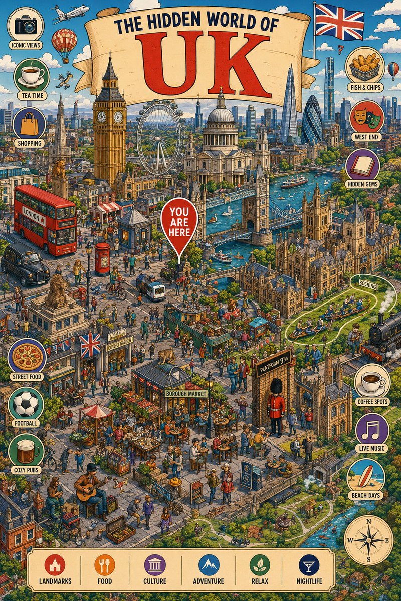 Hidden City Discovery Poster With Icons — AI result, variation 3 of 4