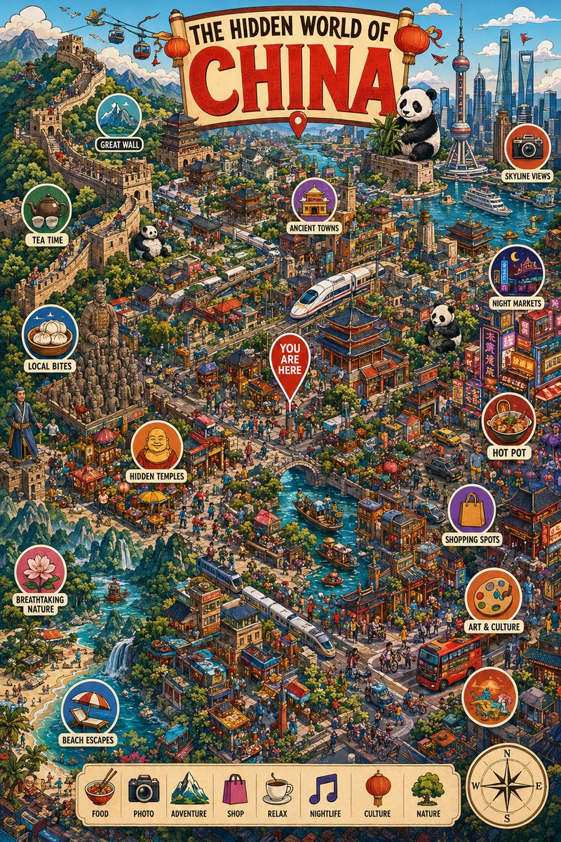 Hidden City Discovery Poster With Icons — AI result, variation 4 of 4