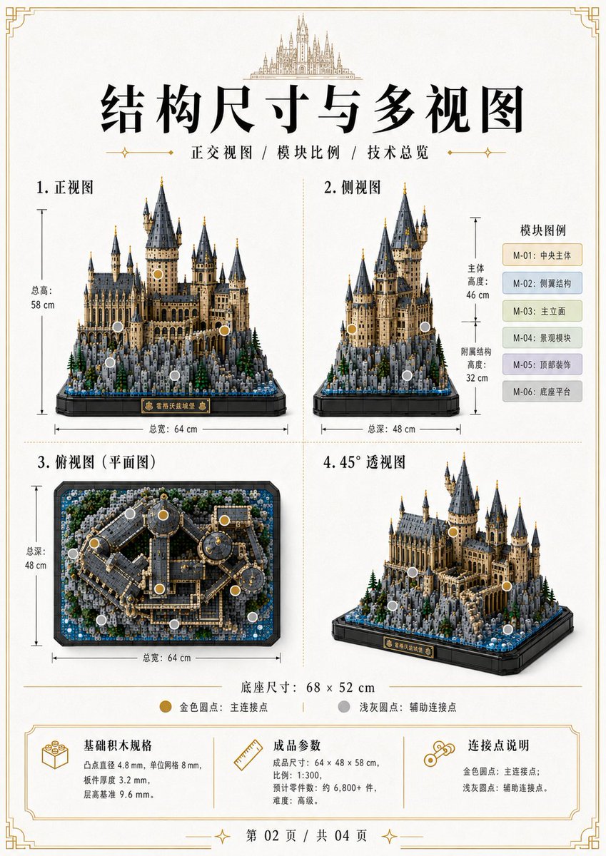 Hogwarts Castle Building Block Blueprint Album — AI result, variation 2 of 4
