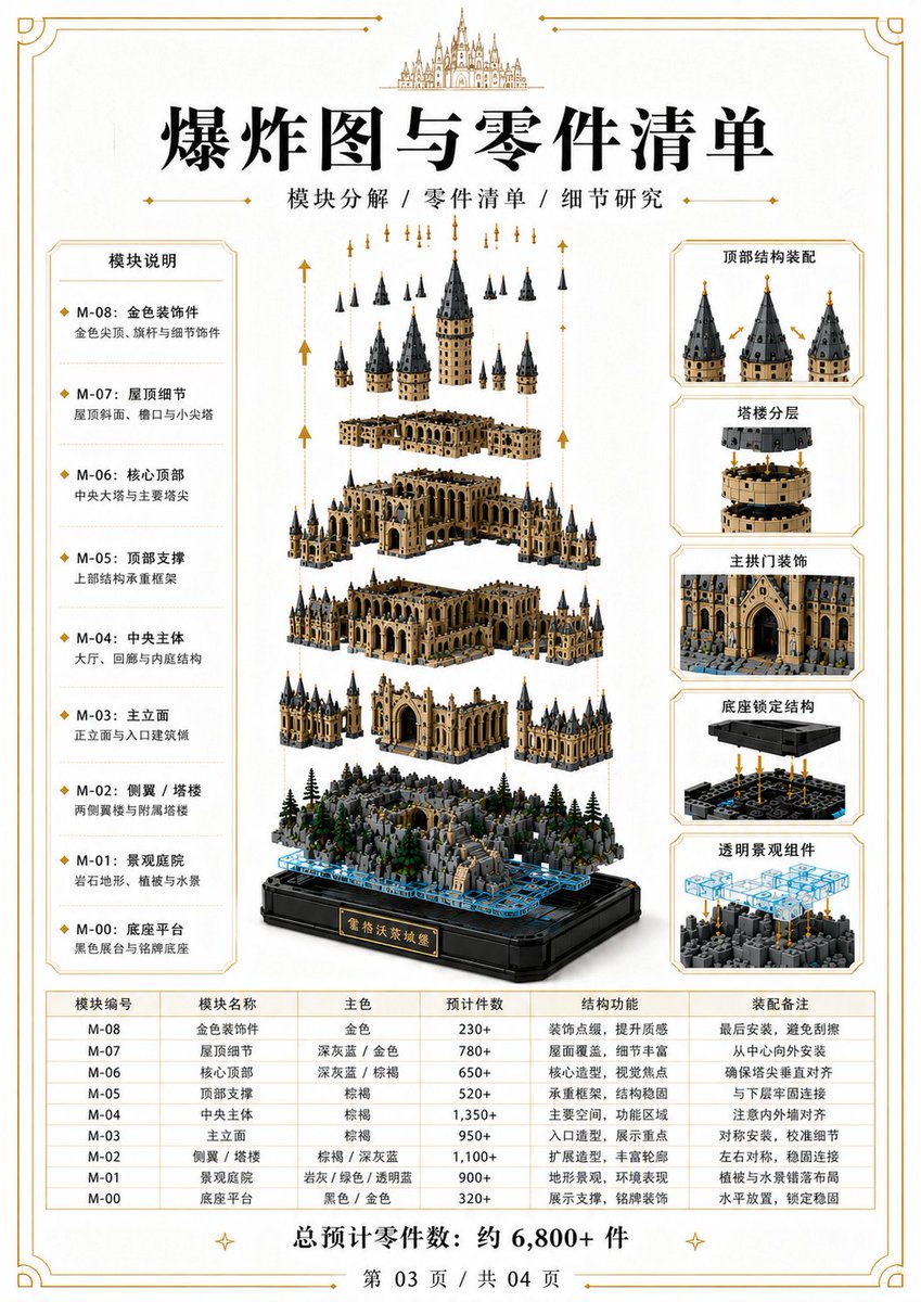 Hogwarts Castle Building Block Blueprint Album — AI result, variation 3 of 4