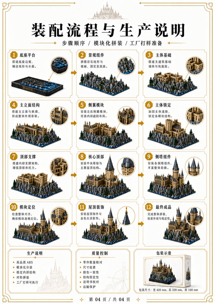 Hogwarts Castle Building Block Blueprint Album — AI result, variation 4 of 4