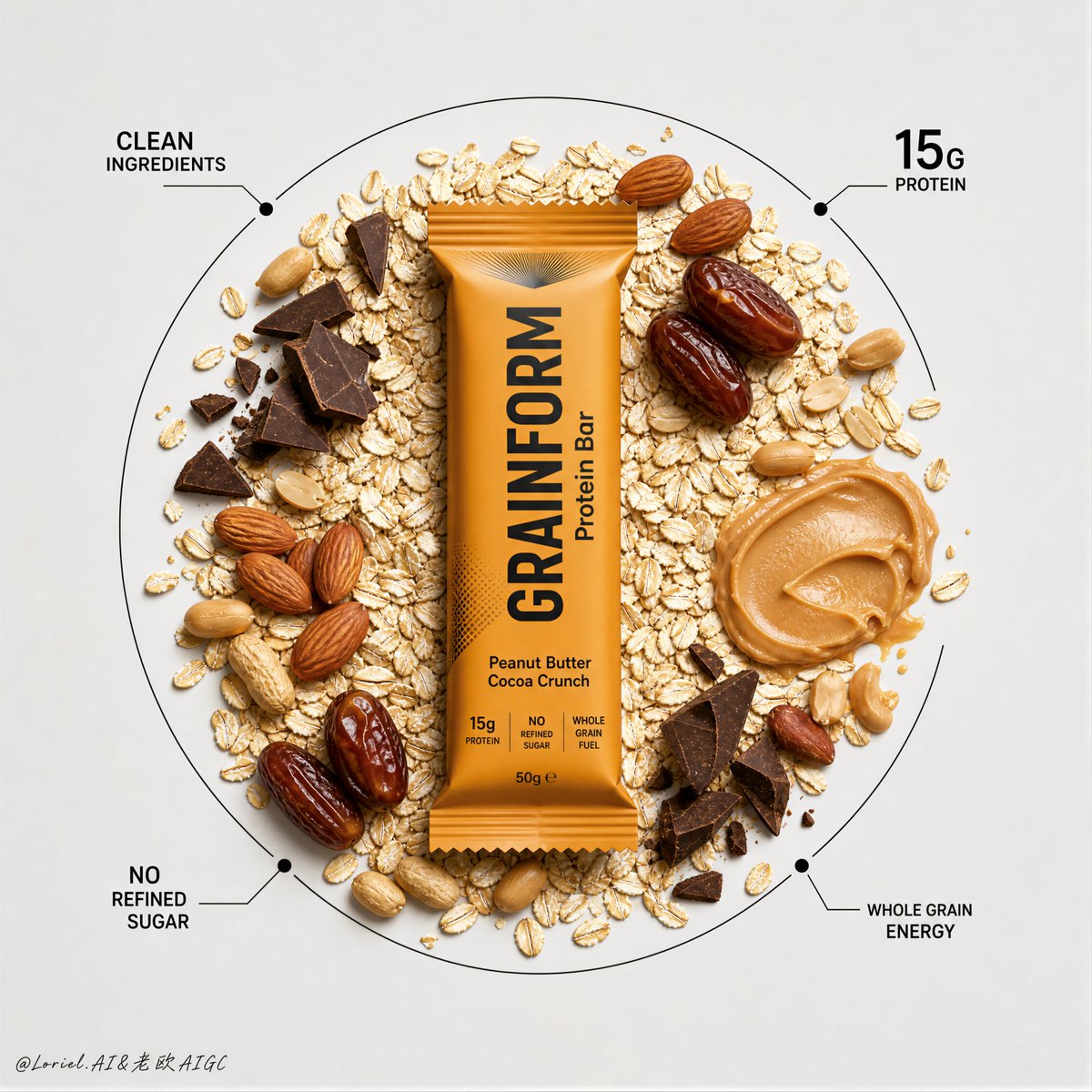 Honey Cinnamon Granola Spoon Editorial Ad Poster — AI result, variation 2 of 2