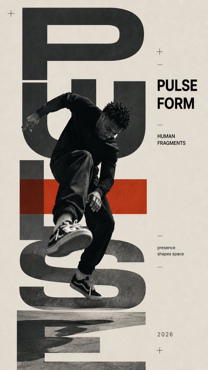 Human Figure Breaking Through Oversized Type Poster — AI result, variation 4 of 4