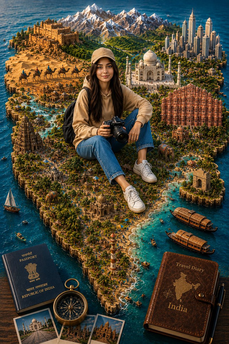 India Map Travel Diorama With Landmarks in 3D — AI result, variation 2 of 2
