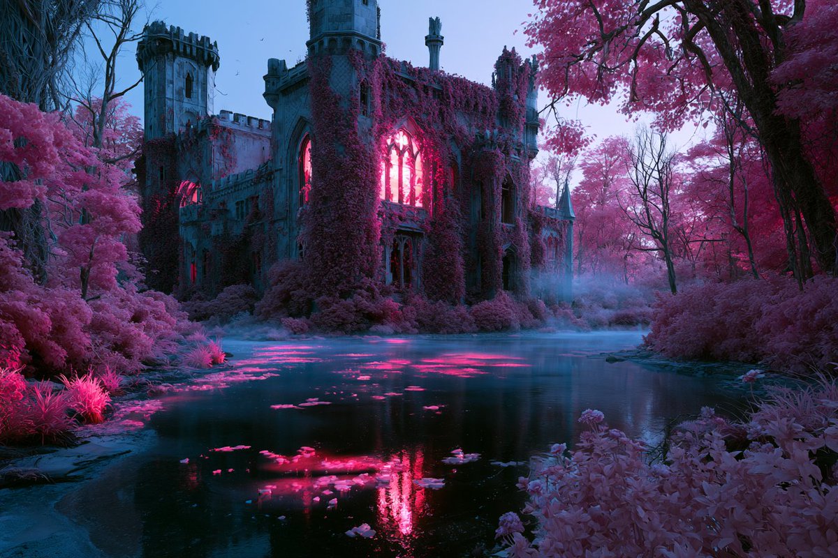 Infrared Dreamscape Landscape With Glowing Water — AI result, variation 4 of 4