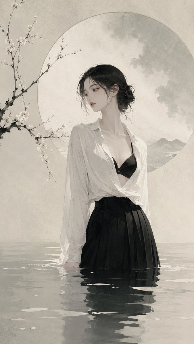 Ink-Gray Zen Figure Illustration Prompt — AI result, variation 2 of 4