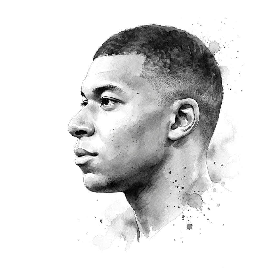 Ink Wash Profile Portrait From a Photo — AI result, variation 2 of 2