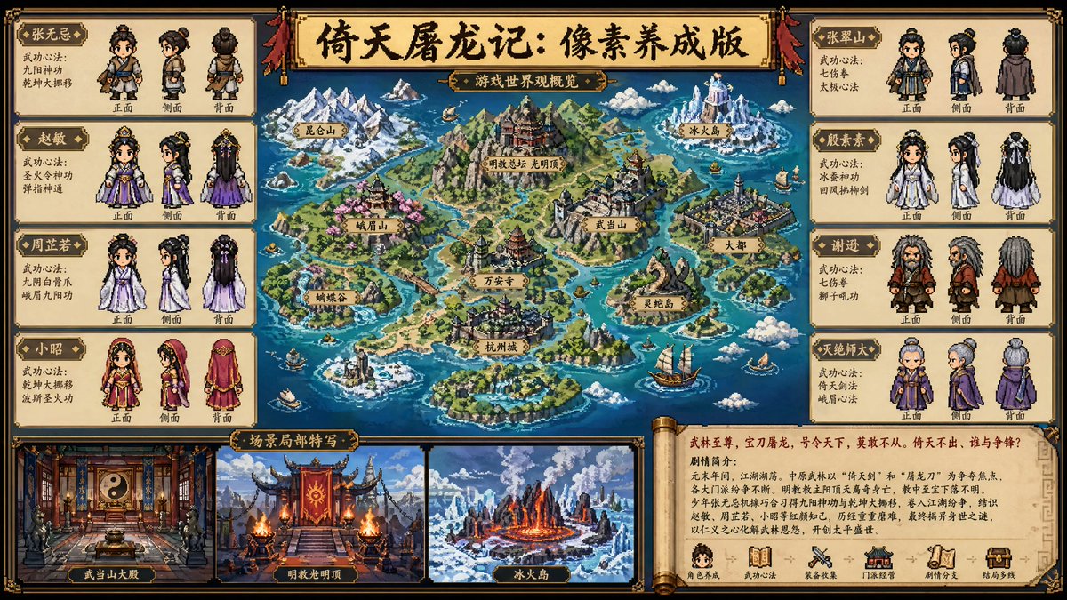 Ipartment Pixel-Art Concept Board With Character Sheets — AI result, variation 3 of 3