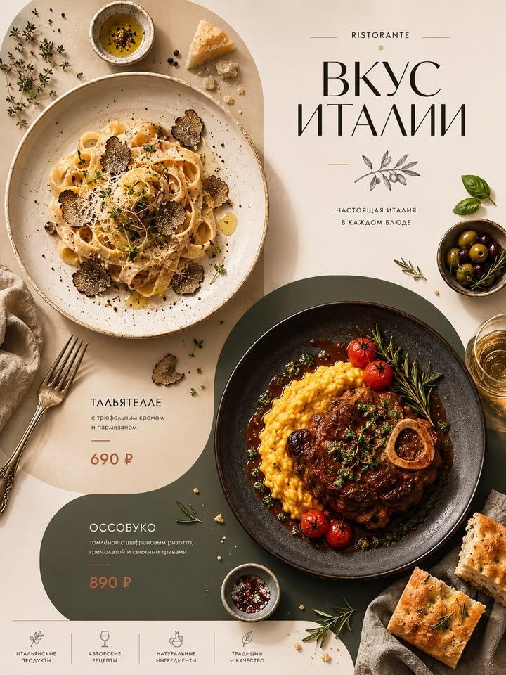 Italian Dishes Top-Down Menu Poster — AI result, variation 2 of 2