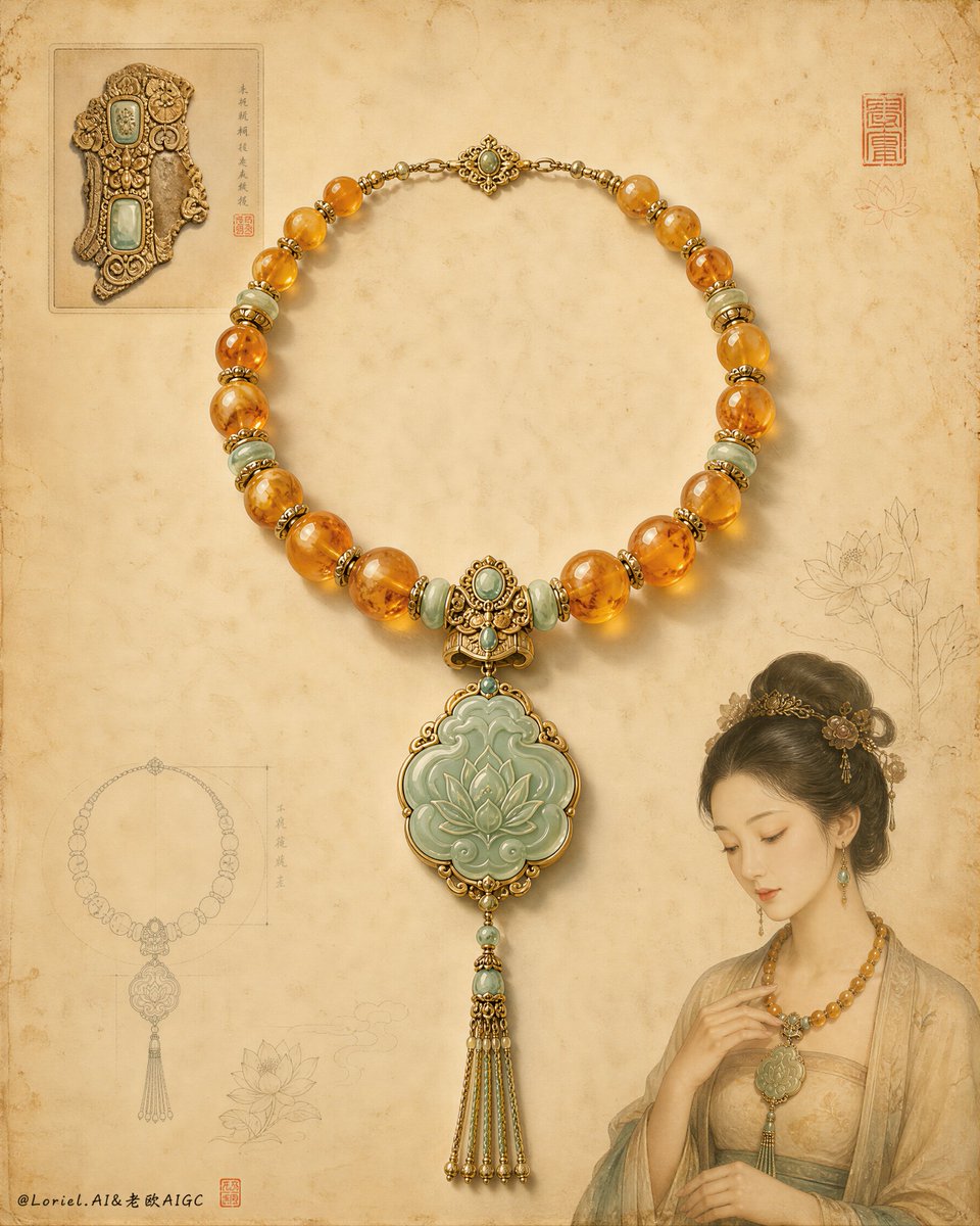 Jade Earring Archive Poster in Museum Style — AI result, variation 2 of 2