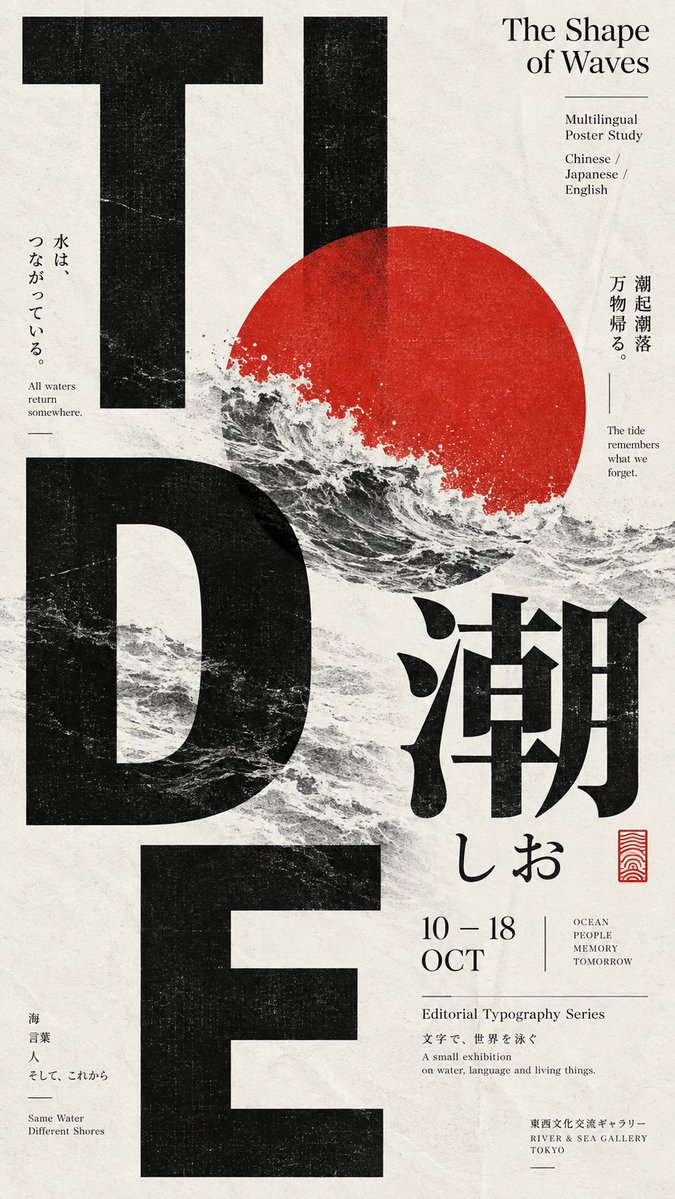 Japanese Editorial Poster with Monumental Typography — AI result, variation 3 of 4