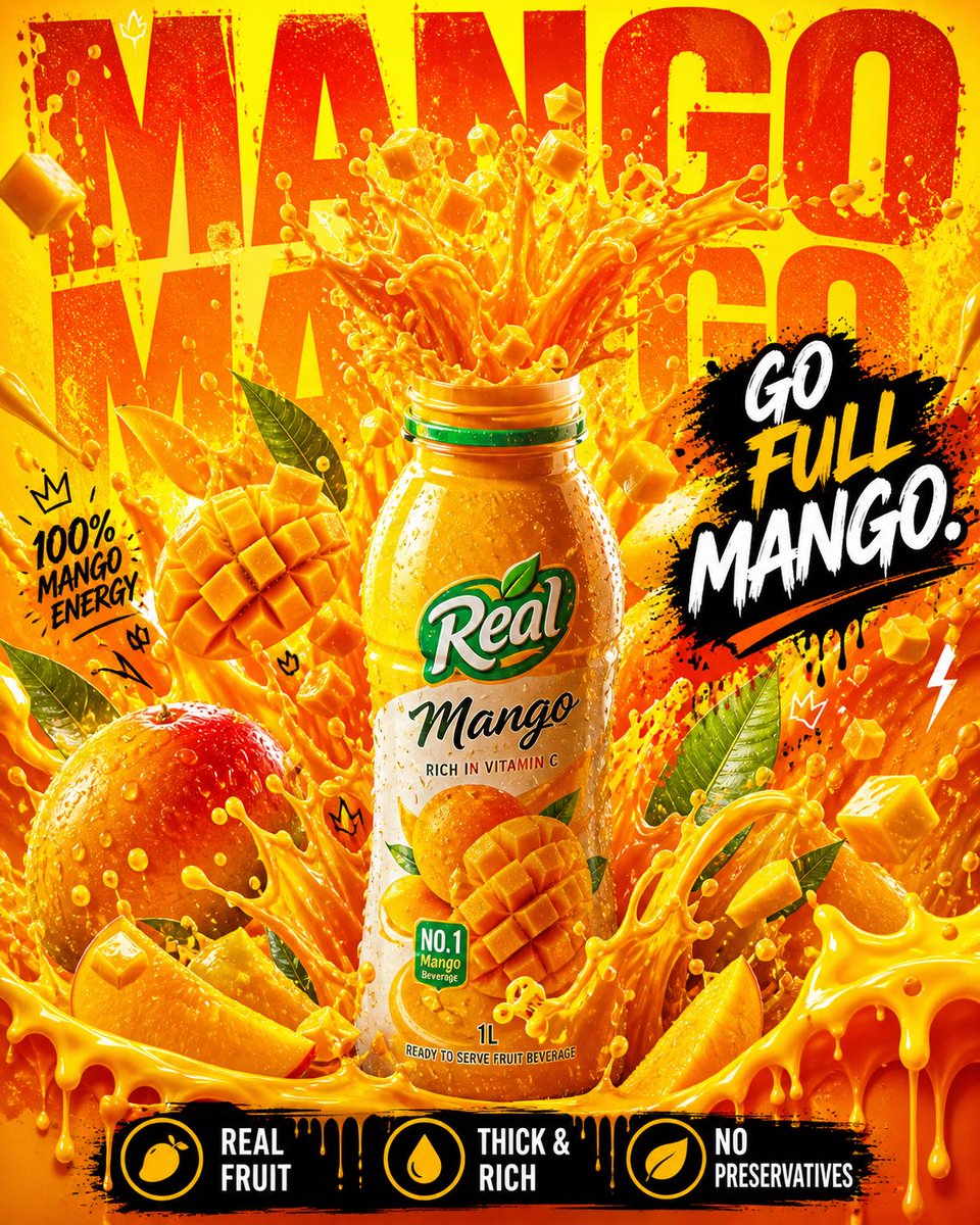 Juice Burst Product Poster With Bottle and Oranges — AI result, variation 2 of 4