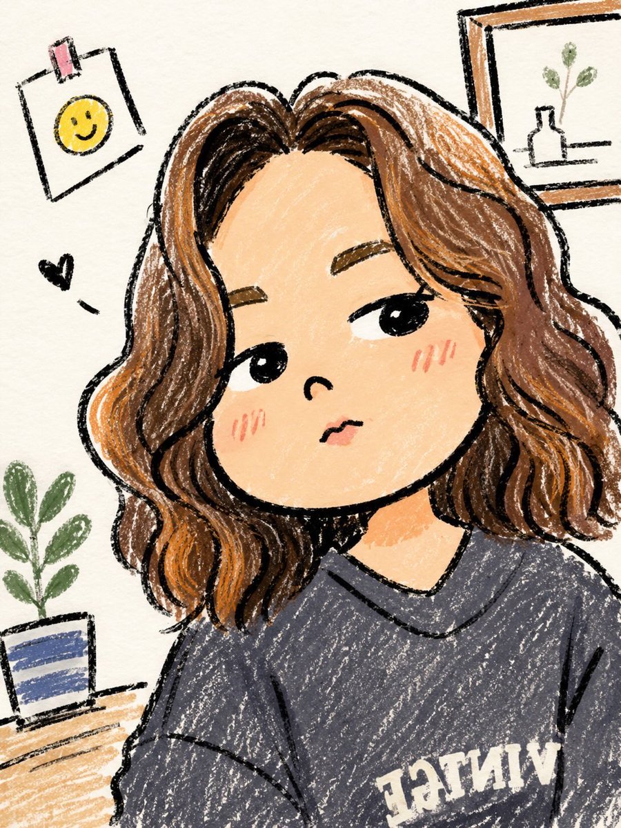Kawaii Girl Doodle Portrait With Sketchbook Textures — AI result, variation 2 of 2
